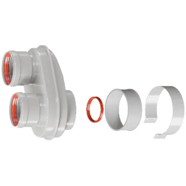ROMMER RCA-8080-210002 Адаптер моноблочный для перехода на двухтрубную систему 80/80 (Baxi (кроме ECO Nova/Classic), Viessmann, Kiturami, Mizudo, Beretta, Oasis, Wolf, Haier, DeDietrich) в компл