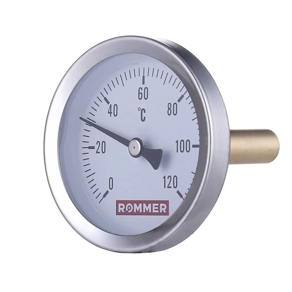 RIM-0001-107515 Термометр ROMMER биметаллический с погружной гильзой. Корпус Dn 100 мм, гильза 75 мм 1/2 , 0...120°С RIM-0001-107515 Термометр ROMMER биметаллический с погружной гильзой. Корпус Dn 100 мм, гильза 75 мм 1/2 , 0...120°С