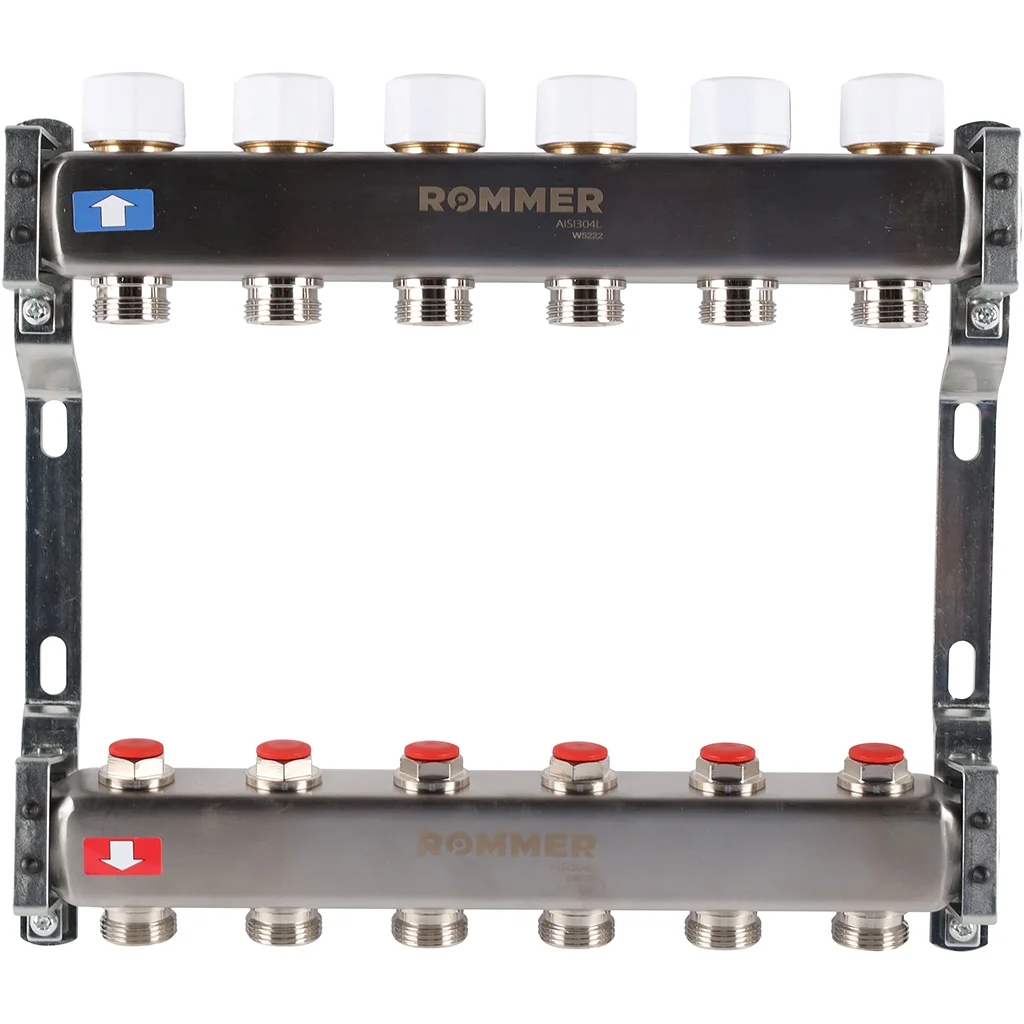 ROMMER RMS-3200-000006 ROMMER Коллектор из нержавеющей стали без расходомеров 6 вых.