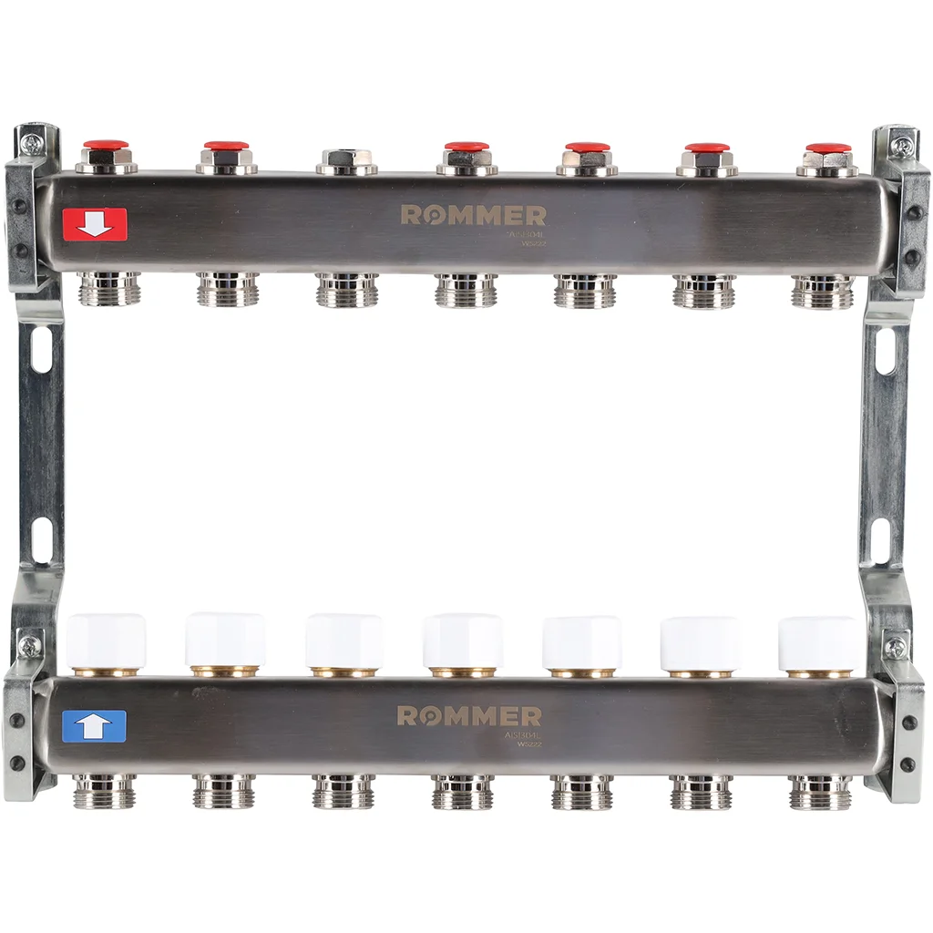 ROMMER RMS-3200-000007 ROMMER Коллектор из нержавеющей стали без расходомеров 7 вых. ROMMER RMS-3200-000007 ROMMER Коллектор из нержавеющей стали без расходомеров 7 вых.