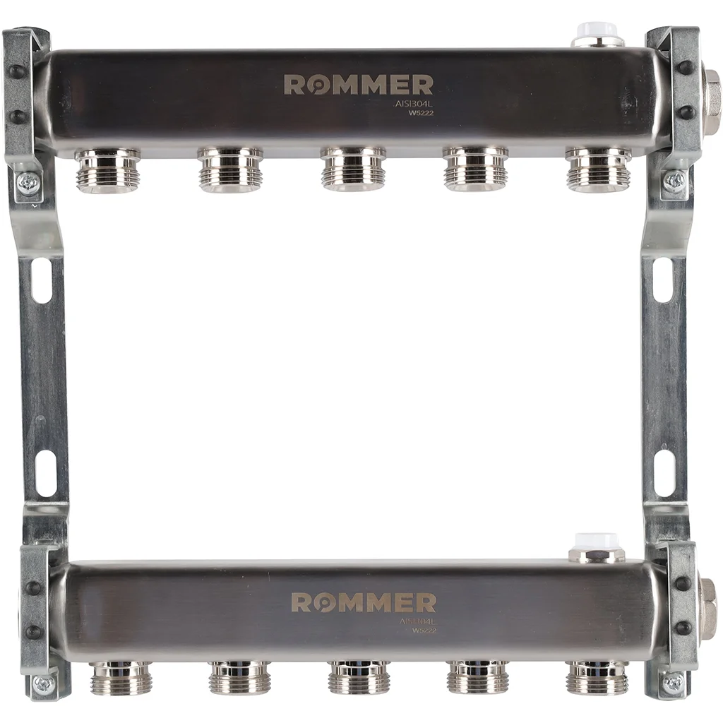ROMMER RMS-4401-000005 ROMMER Коллектор из нержавеющей стали для радиаторной разводки 5 вых. ROMMER RMS-4401-000005 ROMMER Коллектор из нержавеющей стали для радиаторной разводки 5 вых.