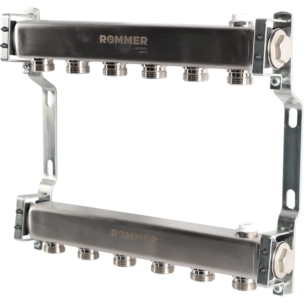 ROMMER RMS-4401-000006 ROMMER Коллектор из нержавеющей стали для радиаторной разводки 6 вых. ROMMER RMS-4401-000006 ROMMER Коллектор из нержавеющей стали для радиаторной разводки 6 вых.