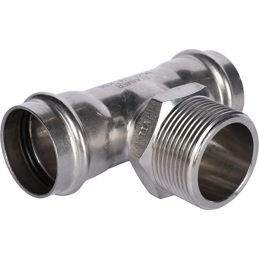 ROMMER RSS-0016-035114 ROMMER Тройник-переходник-НР, 35х1 1/4, из нержавеющей стали прессовой ROMMER RSS-0016-035114 ROMMER Тройник-переходник-НР, 35х1 1/4, из нержавеющей стали прессовой