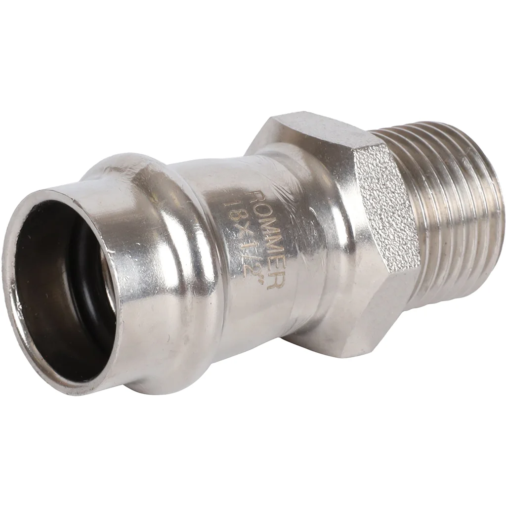 ROMMER RSS-0021-001812 ROMMER Переходник-НР, 18х1/2, из нержавеющей стали прессовой ROMMER RSS-0021-001812 ROMMER Переходник-НР, 18х1/2, из нержавеющей стали прессовой